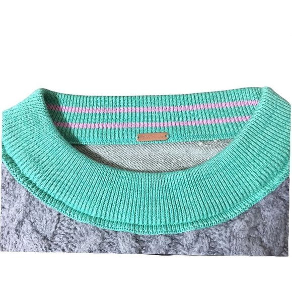 Free People Sweater Oversized Gorpcore Olympia Cable Crewneck Tunic Boho Gray - Picture 7 of 9